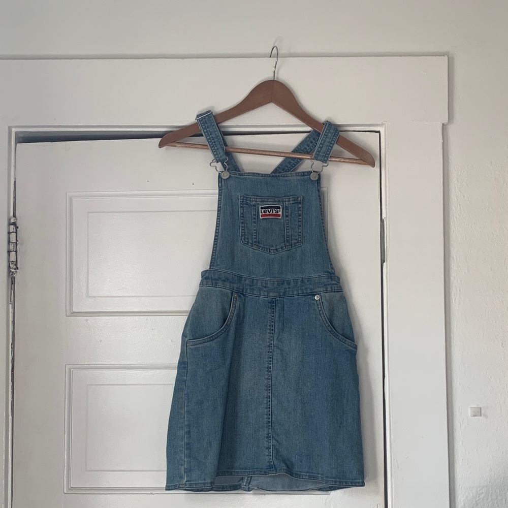 Levi's Classic Blue Denim Overall Dress Skirtall